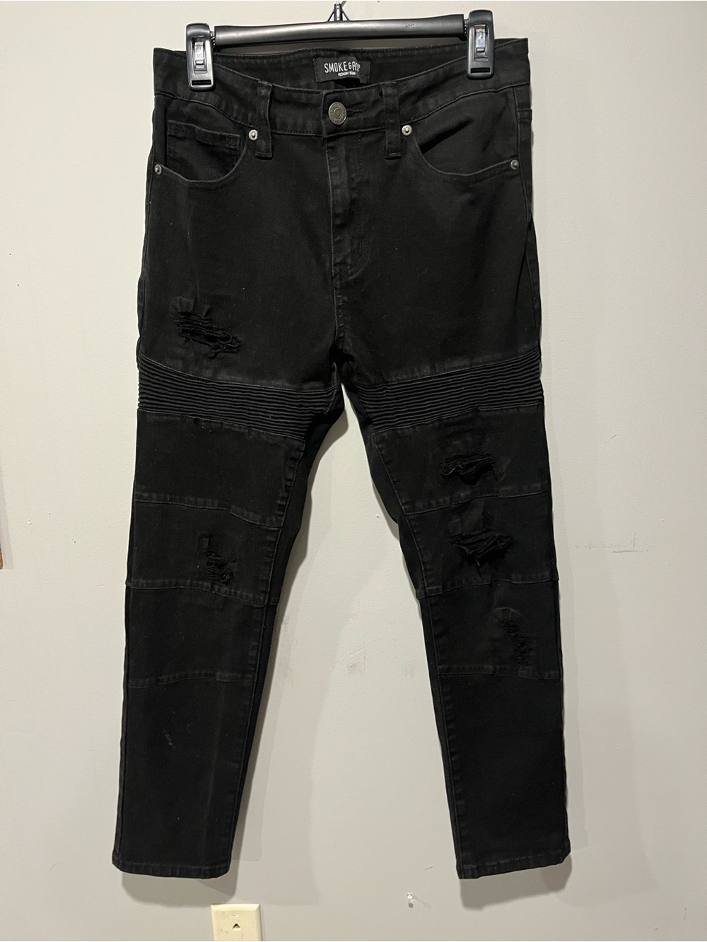 Black Skinny Moto Jeans for Men